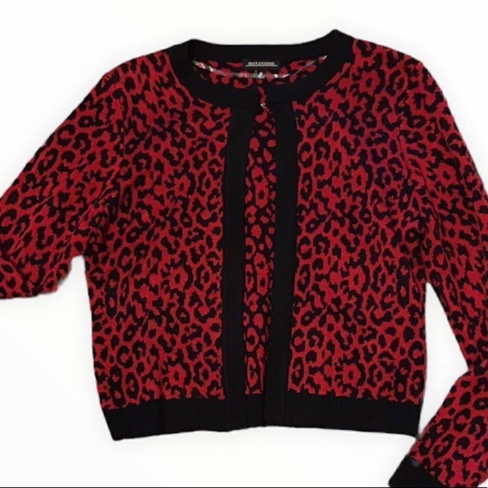 Notations MEDIUM Red & Black Cropped Sweater